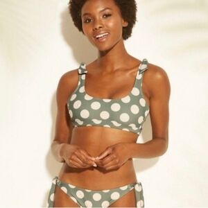 Xhilaration Green and White Polka Dot Bikini